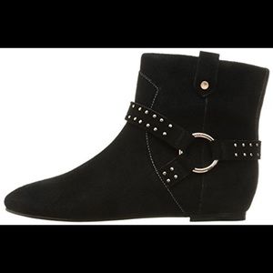 New Ted Baker London Black Gold Suede Ankle Boots